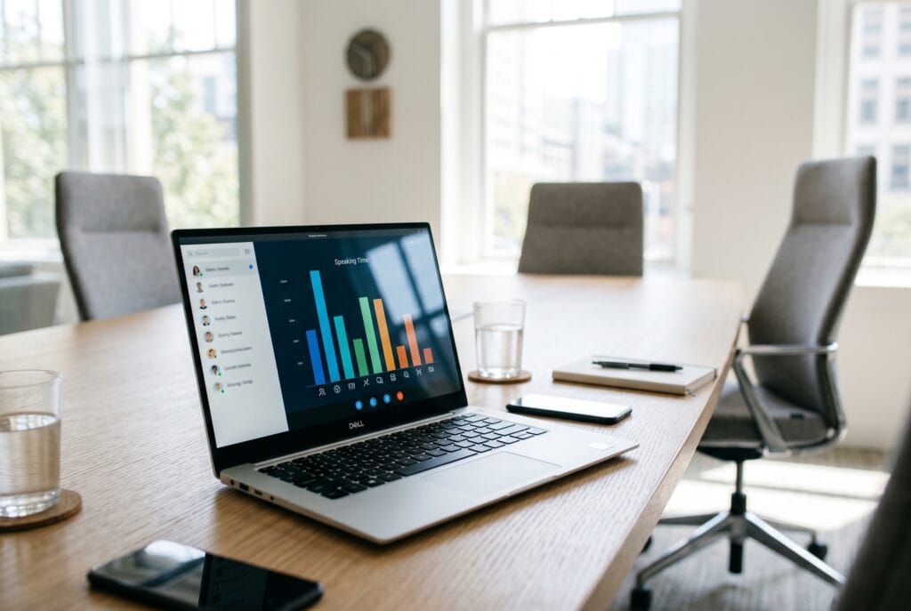 KI-Notetaker fuer Teams: Redeanteil-Analyse und echte Namen